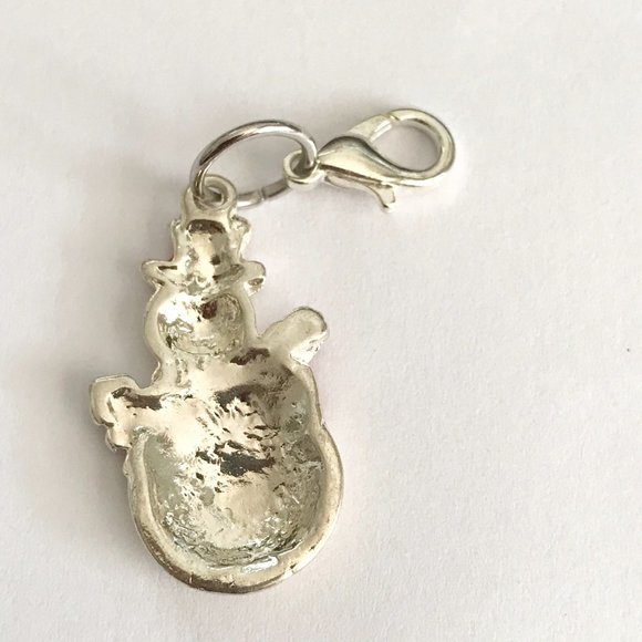 Vintage Christmas Snowman Clip On Charm Silver Plated Bracelet Zipper Pull Purse - Picture 5 of 7